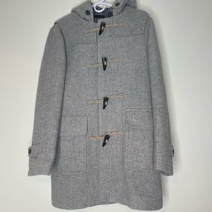 Uniqlo Gray Wool Blend Hood Coat Wooden Button Ines De La Fressange Cottagecore